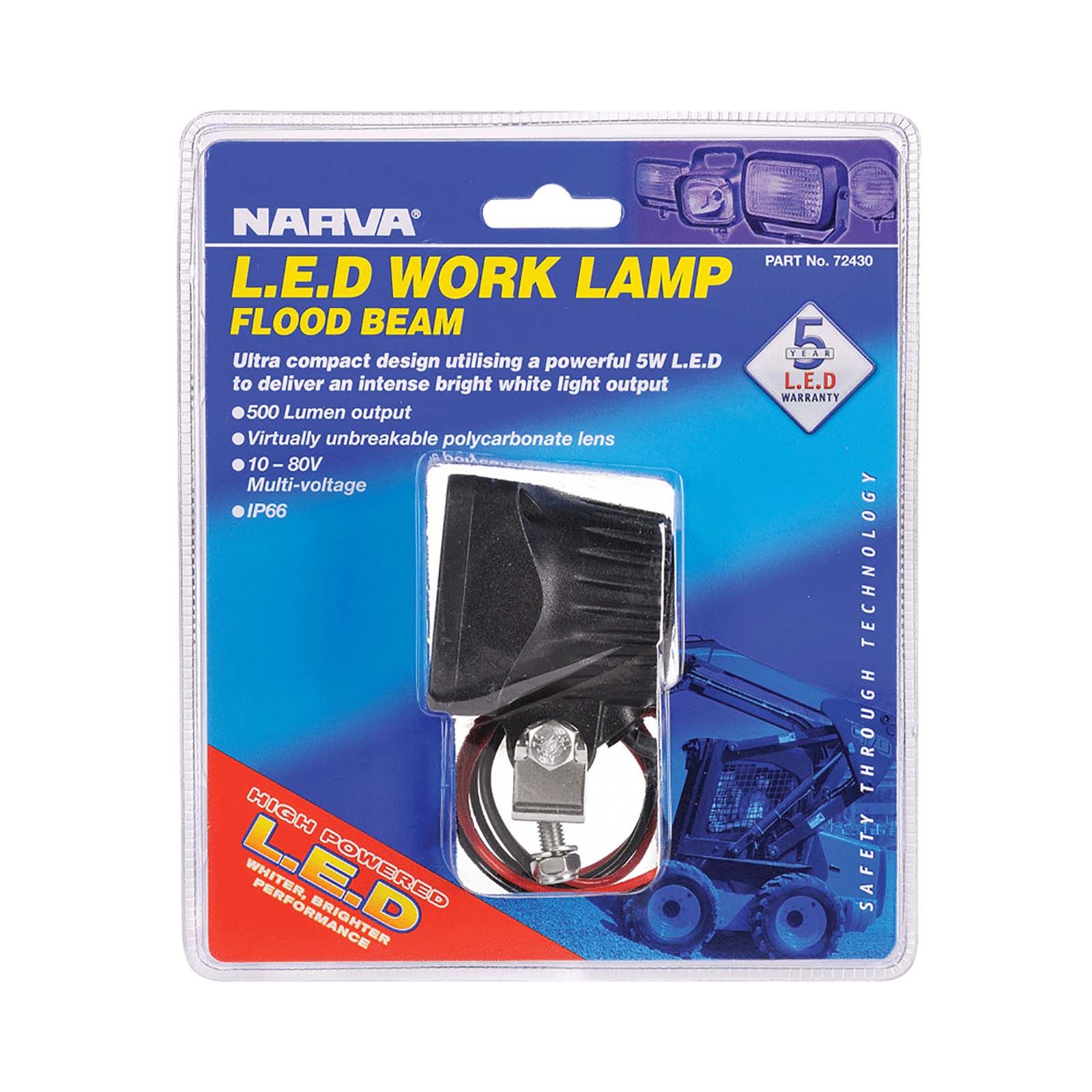 72430 Narva 10-80V LED Work Lamp Flood Beam 500 Lumens