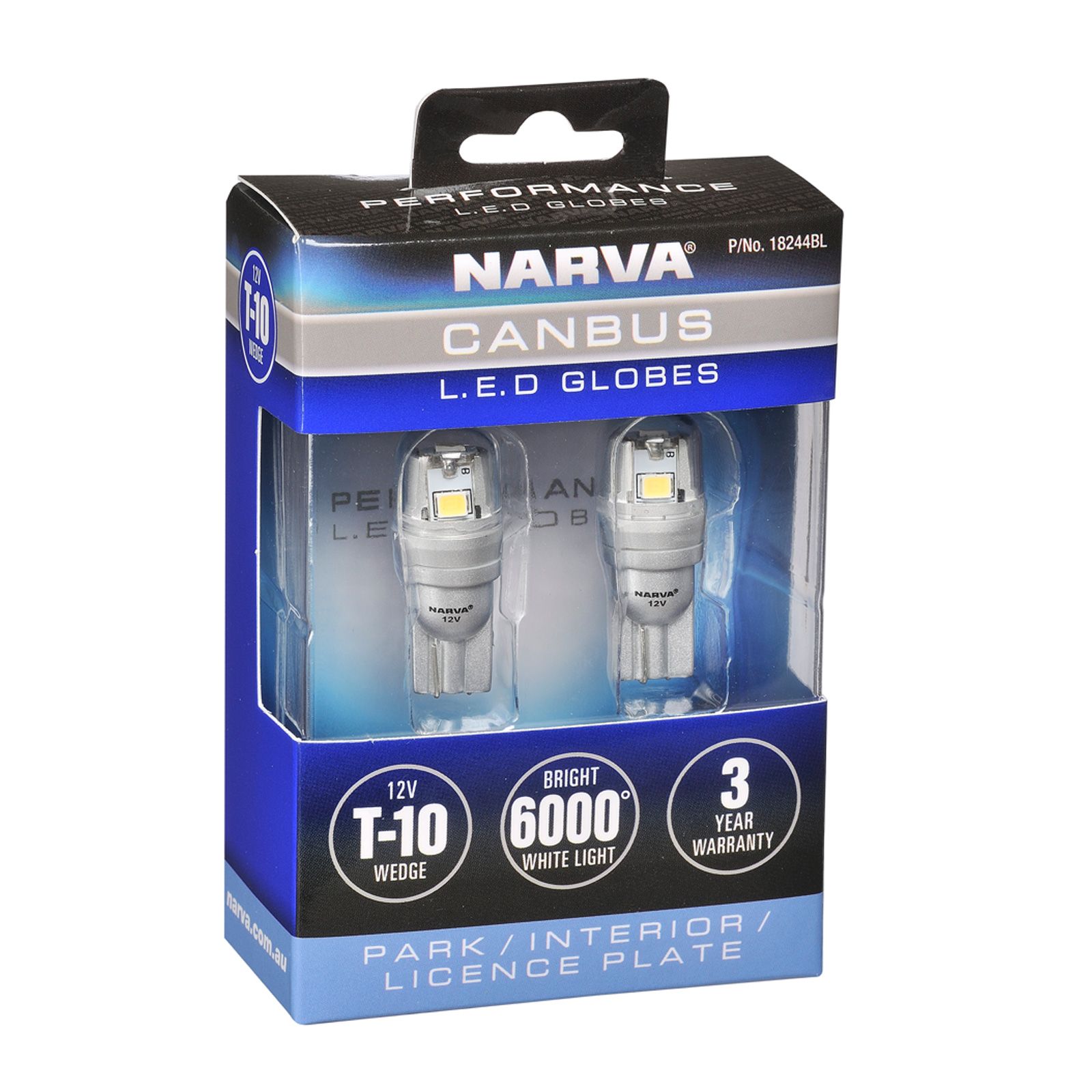 2x W5W T10 NARVA LED RANGE PERFORMANCE 12V W2,1x9,5d - 180744000
