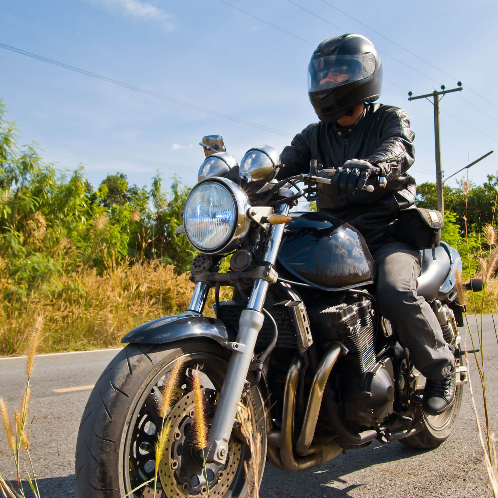 A motorcycle on a road