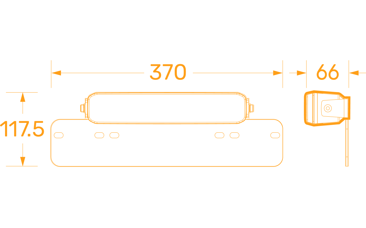 10' EX2-B LIGHTBAR LP AMBER WHITE PL
